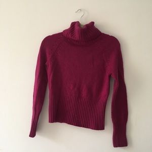 Berry colored cashmere turtleneck sweater